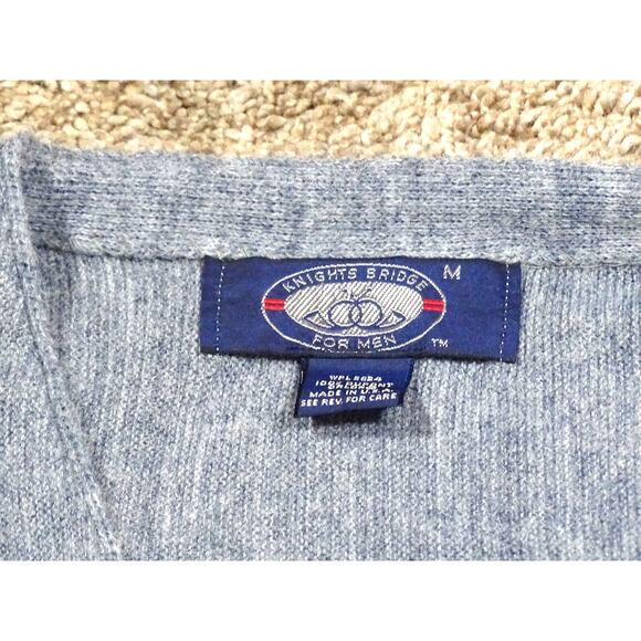 Vintage Knights Bridge DuPont Orlon Blue-Gray Cardigan Grandpa Sweater, Size M - Picture 2 of 9